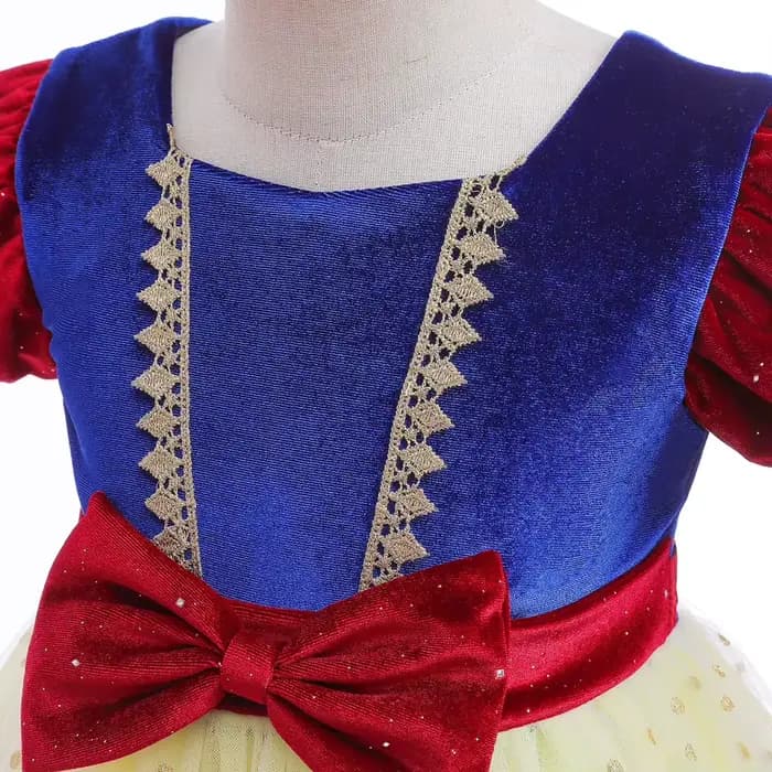 Costume de princesse blanche-neige pour enfants, déguisement de Cosplay d'halloween, vêtements de fête d'anniversaire de film, robe à nœud papillon pour jeu de rôle pour filles
