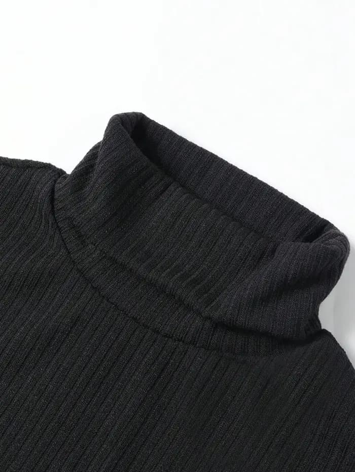 Pull à col haut pour homme, couleur unie, rayé, manches longues, t-shirt décontracté ajusté pour l'automne et l'hiver