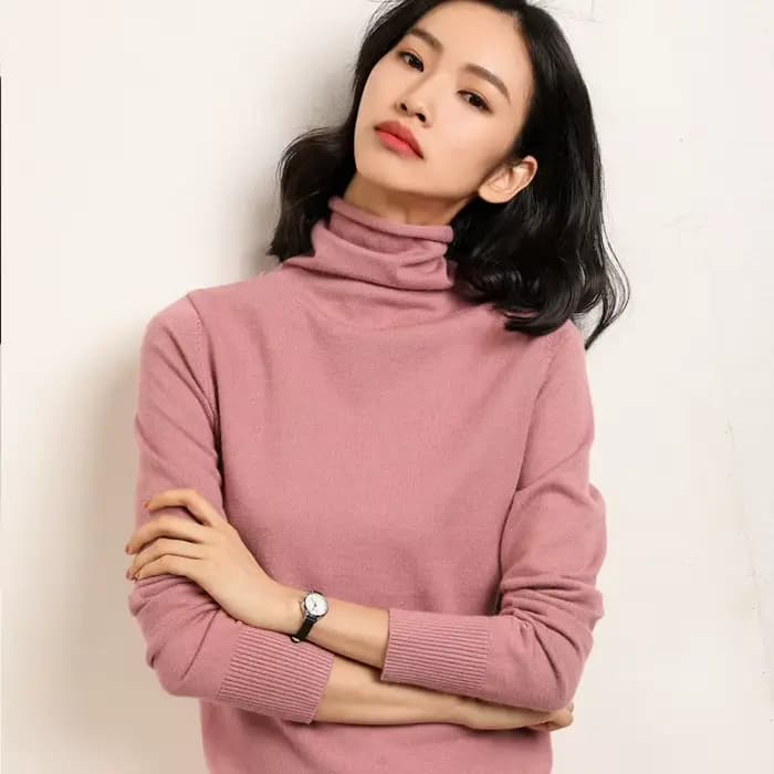 Pull tricoté à col haut pour femme, abordable, manches longues, coupe cintrée, couche de Base, Style automne hiver