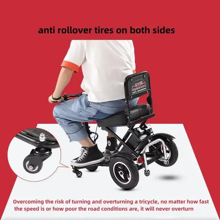 Scooter électrique pliant à trois roues pour personnes âgées 350W 48V12A40-50KM Tricycle