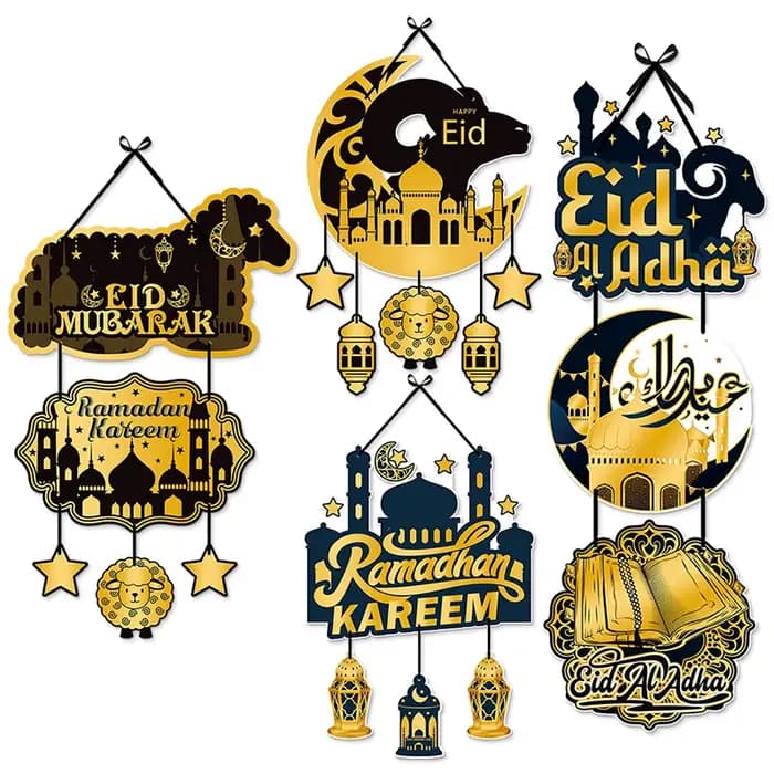 Décoration suspendue de fête Eid Mubarak, lanterne en papier nid d'abeille 3D, bannière de fête du Ramadan, mur musulman islamique, décoration de fête à faire soi-même