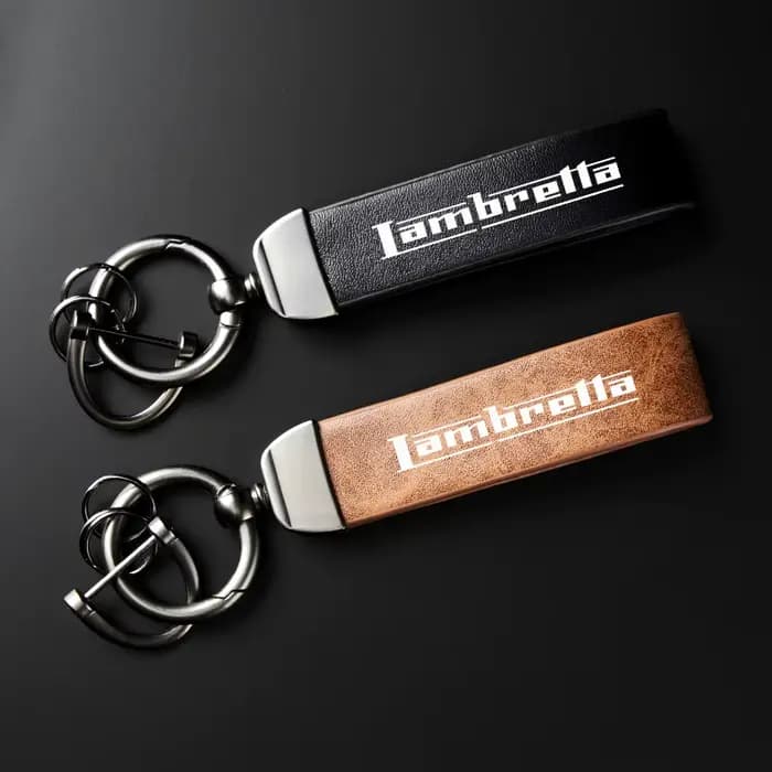 Porte-clés en cuir et fibre de carbone pour moto Lambretta G350 Special X300 V200 V-Special Barona, porte-clés en daim de haute qualité avec Logo
