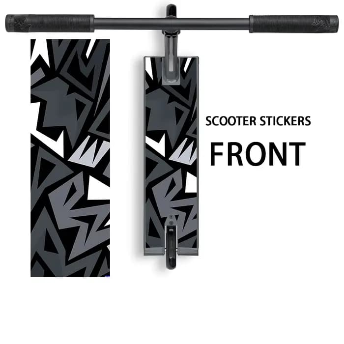 1 autocollant de scooter graffiti géométrique noir et gris cool, autocollant de corps créatif cool, autocollant de décoration de corps de scooter PVC sticke