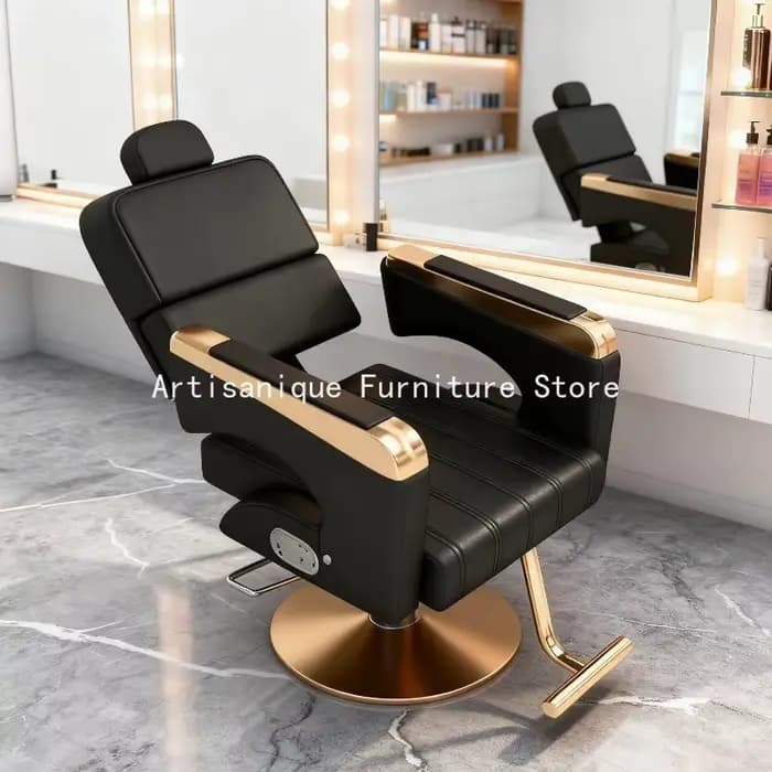 Fauteuil de Barbier Pivotant Ergonomique Gain de Place, Chaise de Salon à Roulettes Luxe Léger, Mobilier de Salon de Coiffure Haut de Gamme