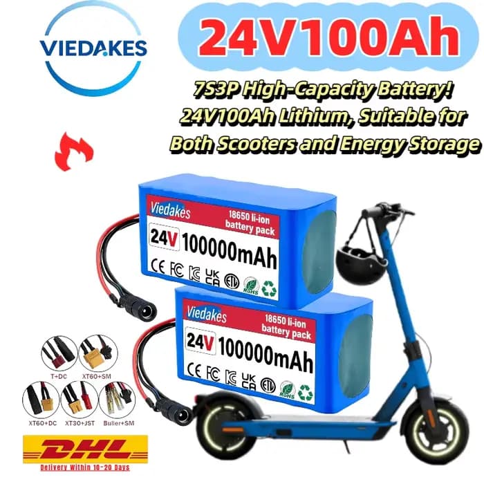 Batterie au lithium 24 V 100 Ah 7S3P : adaptée à une conduite longue distance de scooters électriques