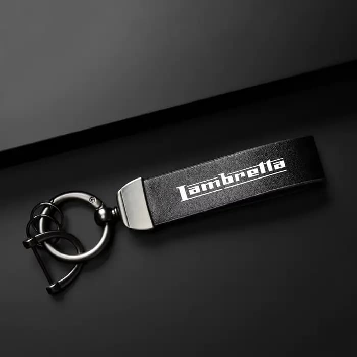 Porte-clés en cuir et fibre de carbone pour moto Lambretta G350 Special X300 V200 V-Special Barona, porte-clés en daim de haute qualité avec Logo