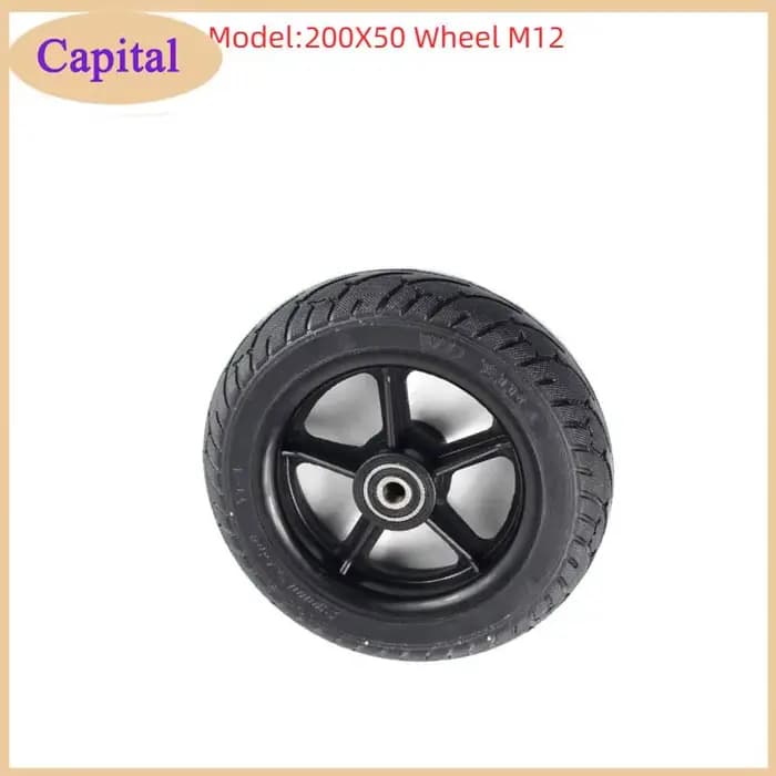 Roues de scooter de 8 pouces, roues solides 200x50, 12mm avec jantes, adaptées au remplacement des roues solides de scooter électrique