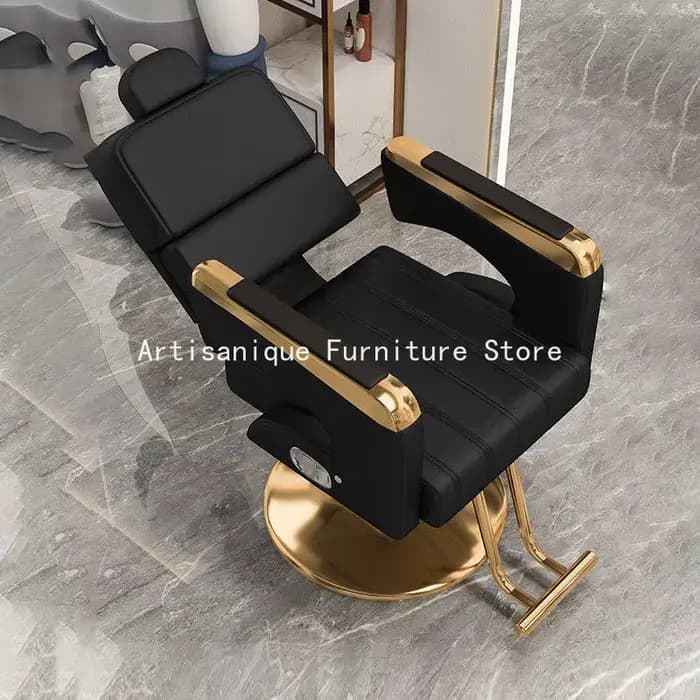 Fauteuil de Barbier Pivotant Ergonomique Gain de Place, Chaise de Salon à Roulettes Luxe Léger, Mobilier de Salon de Coiffure Haut de Gamme