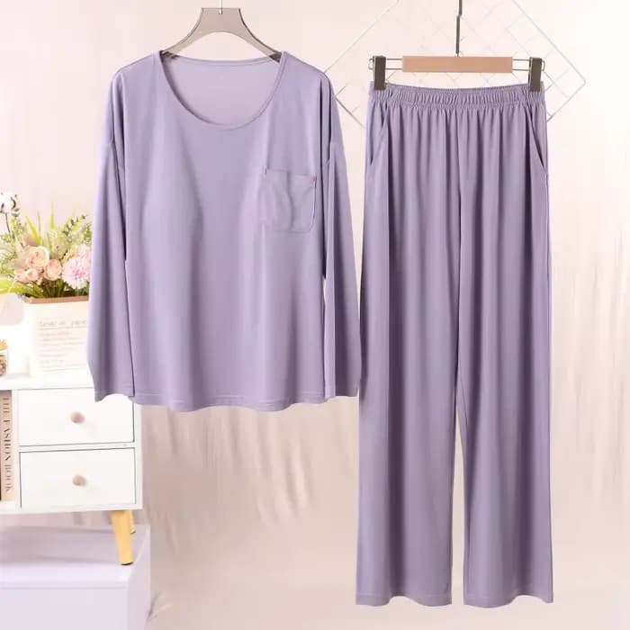 Ensemble pyjama décontracté pour femmes, coussin de poitrine, confortable, Modal, vêtements de nuit, vêtements de maison, manches longues