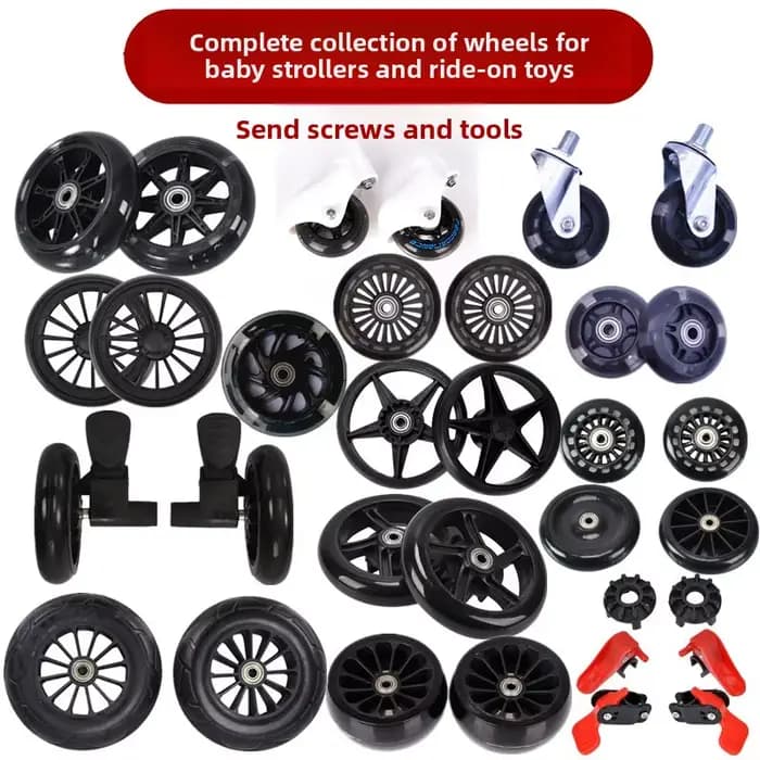 Accessoires pour poussettes : Roues avant et arrière