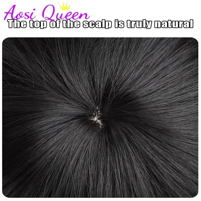 AOSI-Perruque courte queue de loup pour femme, cheveux japonais, belle tête de Liban et unisexe, naturel, tête de samouraï à moitié attachée, équipement de sauna unisexe