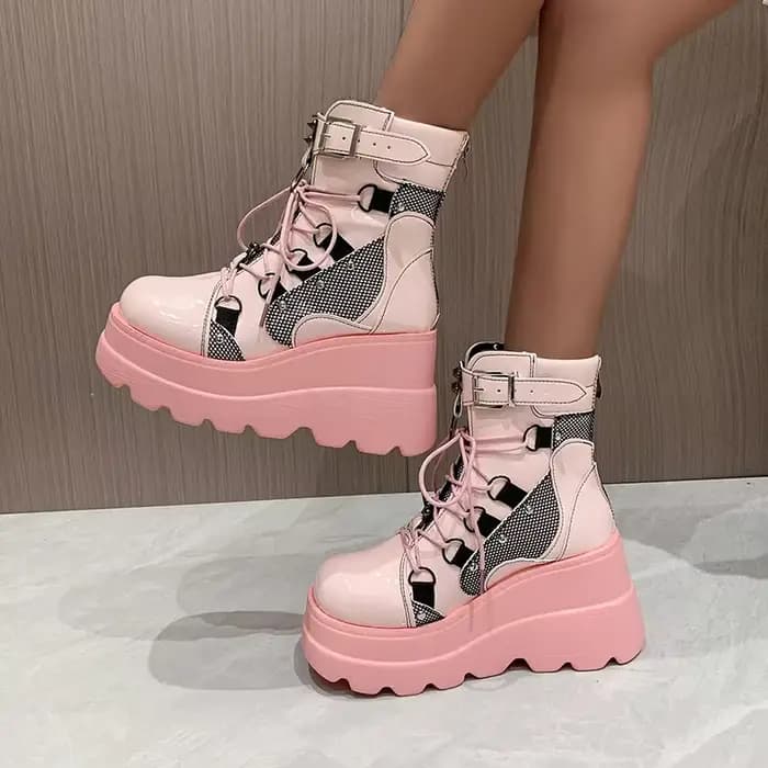 Bottines à plateforme et talons hauts pour femme, chaussures courtes, nouveau Design à la mode, fermeture éclair, Cosplay, automne 2024