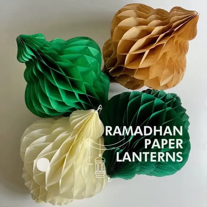 Décoration suspendue de fête Eid Mubarak, lanterne en papier nid d'abeille 3D, bannière de fête du Ramadan, mur musulman islamique, décoration de fête à faire soi-même