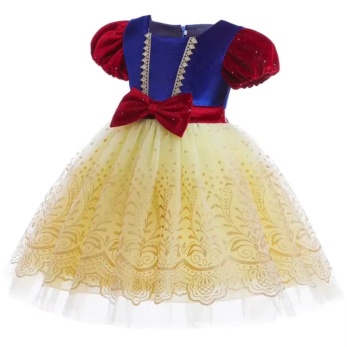 Costume de princesse blanche-neige pour enfants, déguisement de Cosplay d'halloween, vêtements de fête d'anniversaire de film, robe à nœud papillon pour jeu de rôle pour filles