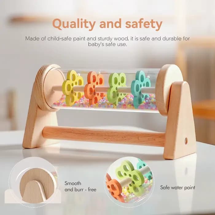 Jouet de bâton de pluie Montessori pour bébés, Shaker Musical en bois, Instrument éducatif sensoriel pour les tout-petits de 6 à 12 mois