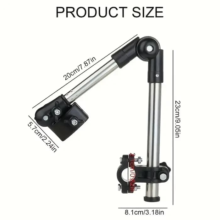 Support de parapluie réglable en acier inoxydable pour fauteuils roulants et vélos - Conception pliable avec connecteur pivotant pour la protection solaire