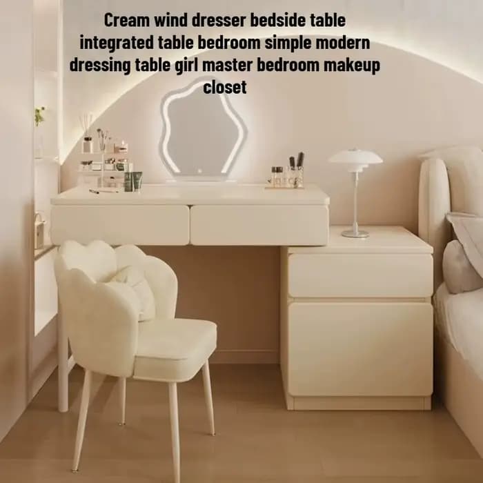 Coiffeuse moderne avec miroir de maquillage, table de chevet élégante, table de rangement en bois, mobilier de chambre domestique
