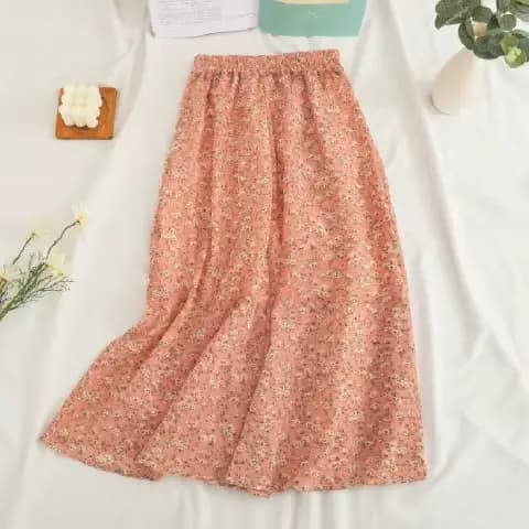 Femme jupe 2025 été nouveau coréen Ins mode tempérament doux Vintage Floral mince polyvalent taille haute femme jupe