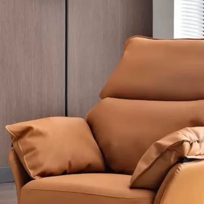 Fauteuil pivotant de salon en cuir, style nordique, confortable, pour bureau ou coiffeuse, Poltrona Para Sala, mobilier italien de luxe