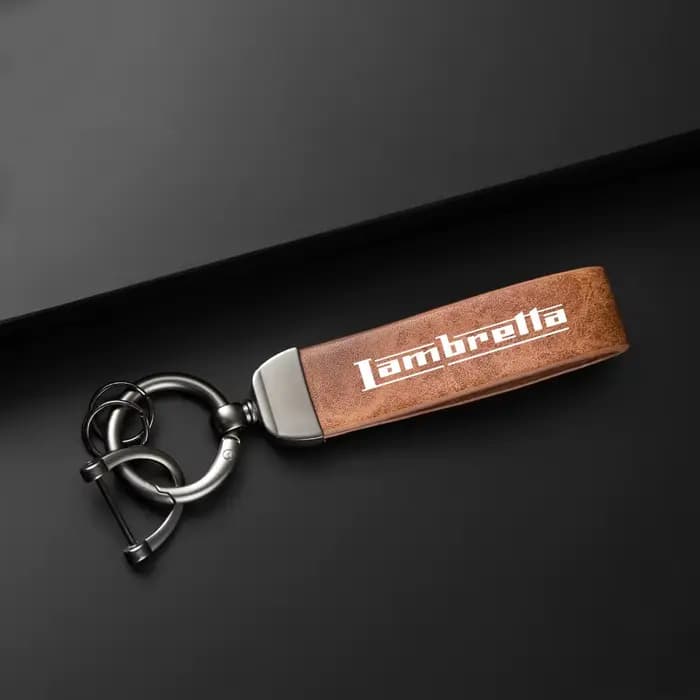 Porte-clés en cuir et fibre de carbone pour moto Lambretta G350 Special X300 V200 V-Special Barona, porte-clés en daim de haute qualité avec Logo