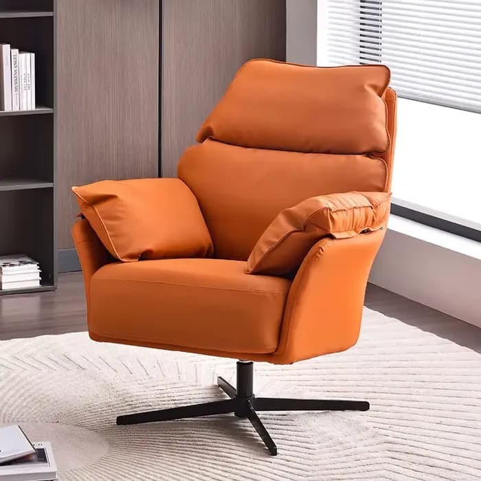 Fauteuil pivotant de salon en cuir, style nordique, confortable, pour bureau ou coiffeuse, Poltrona Para Sala, mobilier italien de luxe