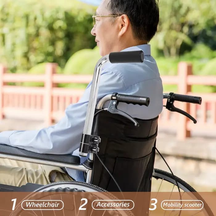 Extension de poignée de fauteuil roulant en acier inoxydable