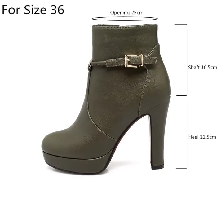 Bottes de rinçage à plateforme pour femmes, botte courte à talons hauts, chaussures élégantes pour dames, grande taille, fermeture éclair, noir, vert, marque de mode, automne, hiver