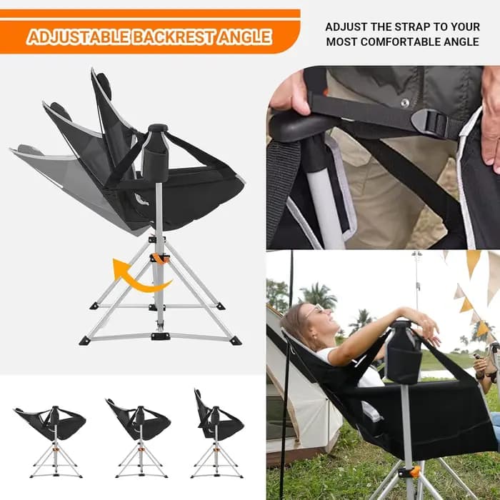 Chaise pivotante à dossier réglable en alliage d'aluminium