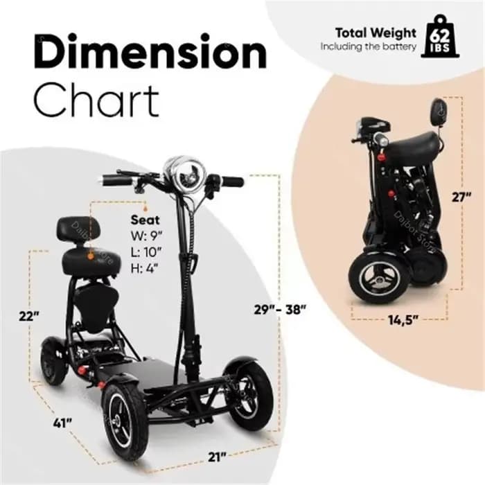 Scooter électrique à 4 roues double moteur 250W 10 pouces Mini