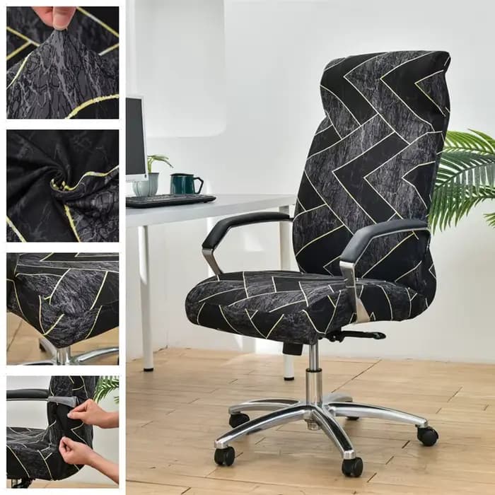 Housse de chaise de bureau élastique, 1 pièce, imprimé géométrique, pour chaises de jeu, siège d'ordinateur rotatif et pivotant, pour Bar Internet et maison