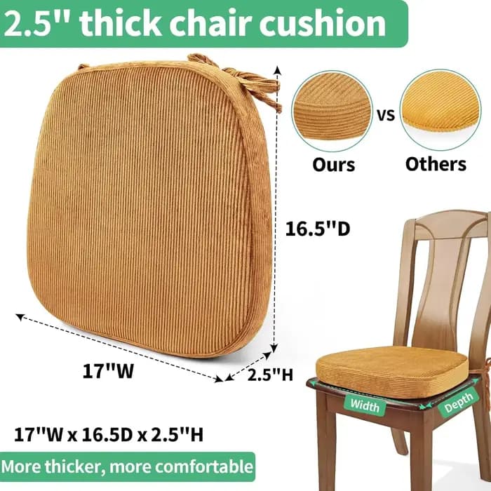 Coussin de chaise en tissu velours côtelé avec sangles