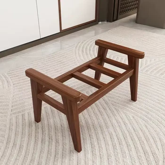 Pouf ottoman minimaliste moderne, repose-pieds en bois massif pour salon, banc à chaussures pour entrée, siège confortable pour le pied de lit
