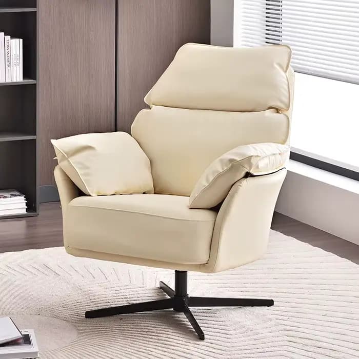 Fauteuil pivotant de salon en cuir, style nordique, confortable, pour bureau ou coiffeuse, Poltrona Para Sala, mobilier italien de luxe