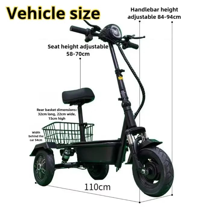 Mini adulte Portable avec panier Scooter électrique personnes âgées trajet Tricycle