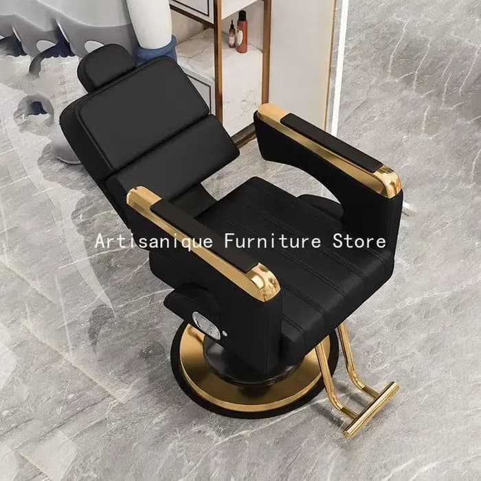 Fauteuil de Barbier Pivotant Ergonomique Gain de Place, Chaise de Salon à Roulettes Luxe Léger, Mobilier de Salon de Coiffure Haut de Gamme