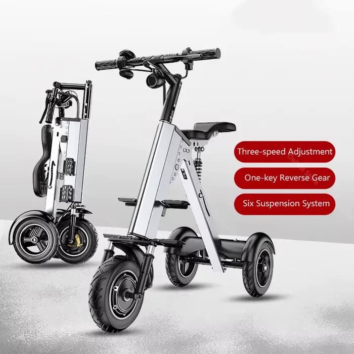 Nouveau Scooter électrique adulte pliant à 3 roues avec siège 36V 350W Tricycle