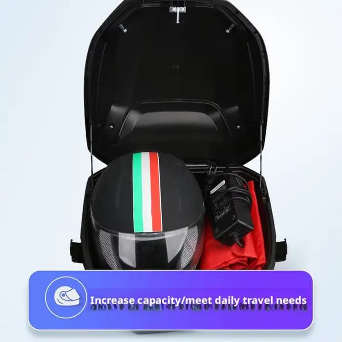 Boîte arrière de moto, bottes de Scooter, coffre, étui solide et Cool pour casque complet, boîte de rangement, boîte arrière