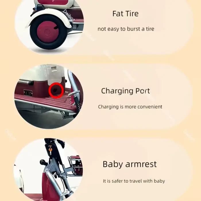 Scooter de mobilité à 3 roues pour adultes