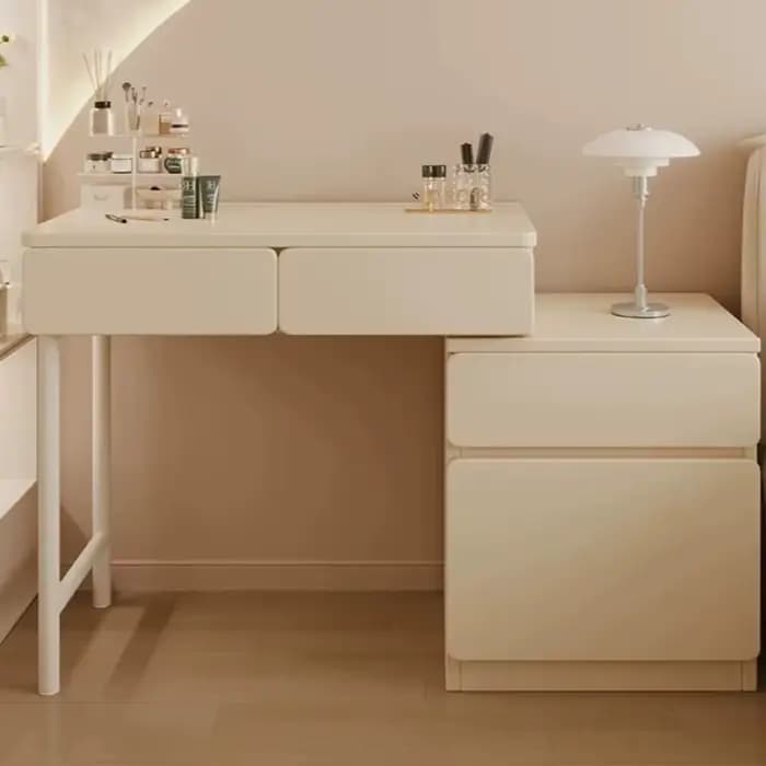 Coiffeuse moderne avec miroir de maquillage, table de chevet élégante, table de rangement en bois, mobilier de chambre domestique