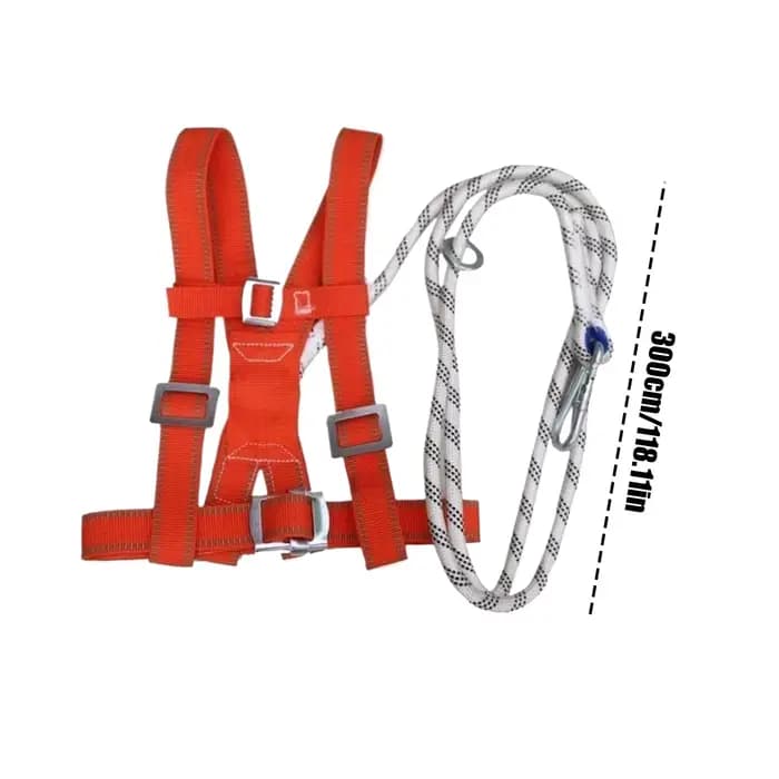 Kit de protection antichute avec harnais de sécurité et longe amortissante pour travaux de toiture