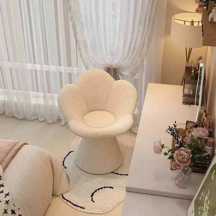 Tabouret de maquillage et de coiffure pour chambre à coucher, design moderne et simple, couleur crème, chaise de coiffeuse de luxe léger, pivotante avec dossier pour manucure