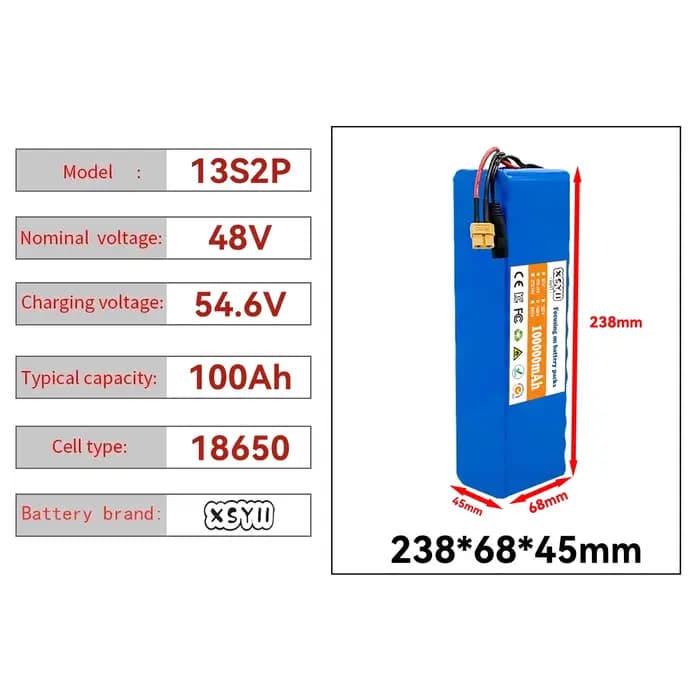 Batterie de Scooter motorisée authentique 48V 100Ah 500W Citycoco avec BMS