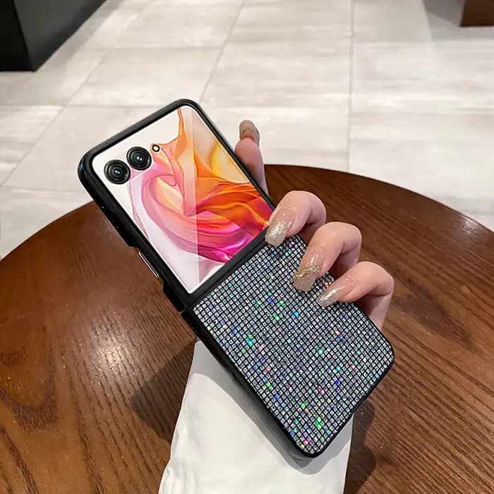Coque de téléphone de luxe scintillante à couleur unie pour Motorola Razr 70 60 50 40 Ultra 2025 2026 + 2024, motif losanges brillants à paillettes