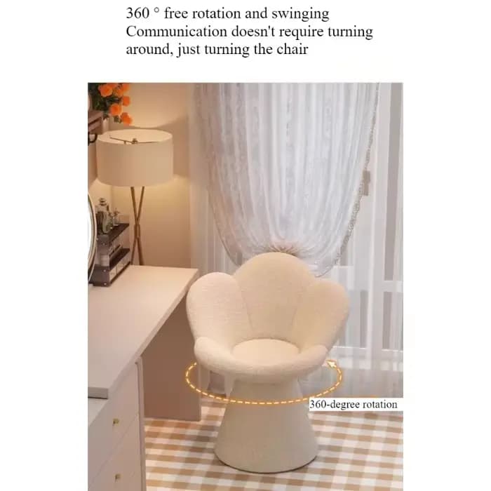 Tabouret de maquillage et de coiffure pour chambre à coucher, design moderne et simple, couleur crème, chaise de coiffeuse de luxe léger, pivotante avec dossier pour manucure
