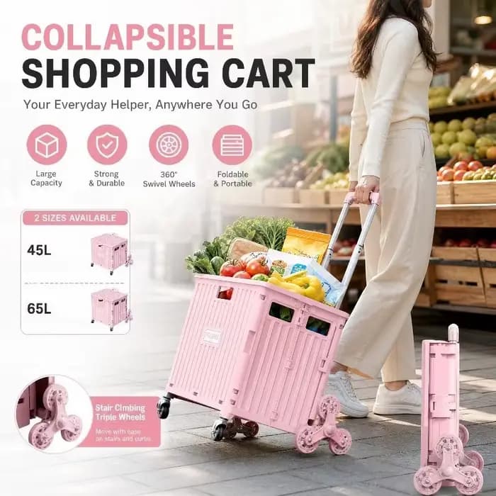 Chariot de courses pliable pratique pour supermarché