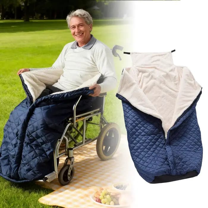 Couverture polaire pour fauteuil roulant avec poche zippée