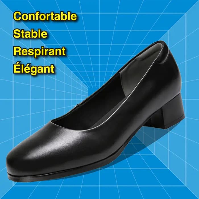 Chaussures en cuir véritable à talon moyen confortables et respirantes Convient au personnel de service employés de bureau équipage aérien contrôleurs de train pour la vie quotidienne sorties et perso