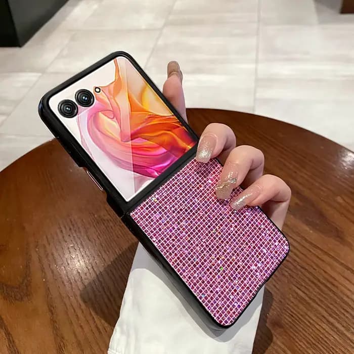 Coque de téléphone de luxe scintillante à couleur unie pour Motorola Razr 70 60 50 40 Ultra 2025 2026 + 2024, motif losanges brillants à paillettes