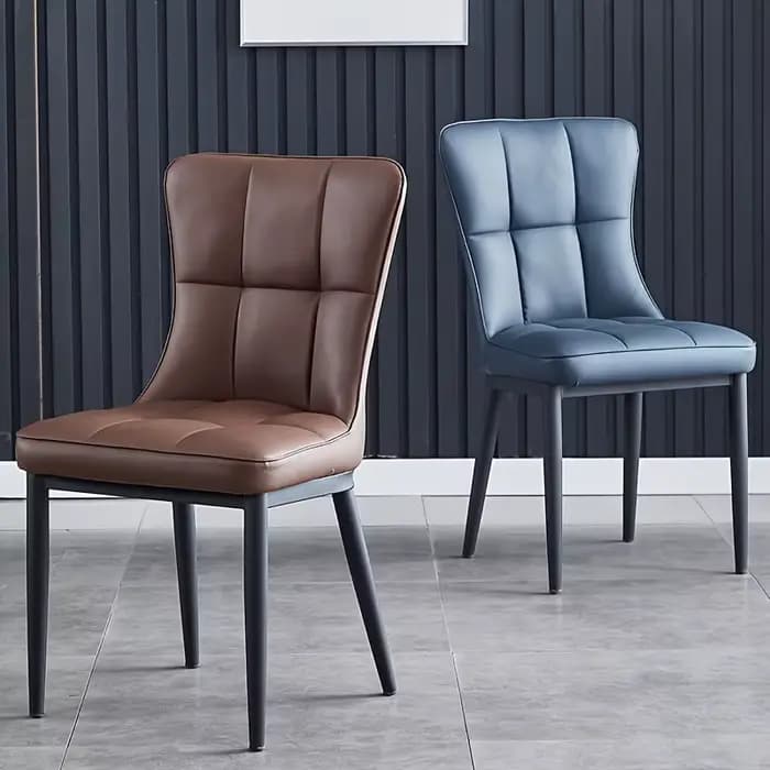 Chaise de salle à manger moderne avec coussin doux et pieds en métal – Chaise simple de bureau élégante pour dortoir, disponible en vert/bleu/noir