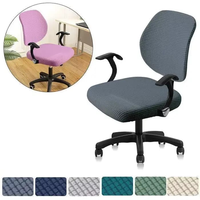 1 ensemble (housse arrière + housse de siège) housse de chaise d'ordinateur de bureau fendue housses extensibles amovibles Anti-poussière universelles de bureau